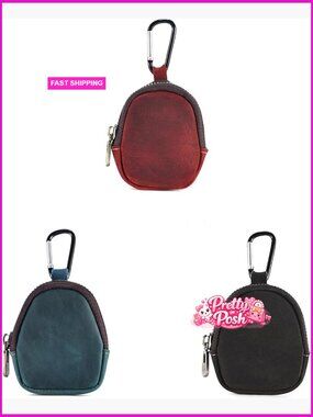 Genuine Top Grain Leather Mini Hanging Pouch for Earphone & Change Storage